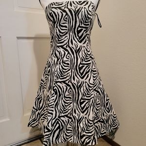 Jessica McClintock for Gunne Sax cocktail dress, 7/8, zebra stripe pattern